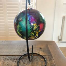 Hand Painted, Candle Holder, Hanging Glass Baubles. Lantern. Colourful Lantern. Candle Holder On A Stand. Christmas Gift, Stocking Filler - thumbnail 3