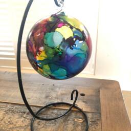 Hand Painted, Candle Holder, Hanging Glass Baubles. Lantern. Colourful Lantern. Candle Holder On A Stand. Christmas Gift, Stocking Filler - thumbnail 4