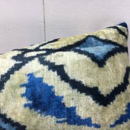 Handwoven Silk Ikat Pillow Cover 10x24, Turkish Home Decor - thumbnail 2