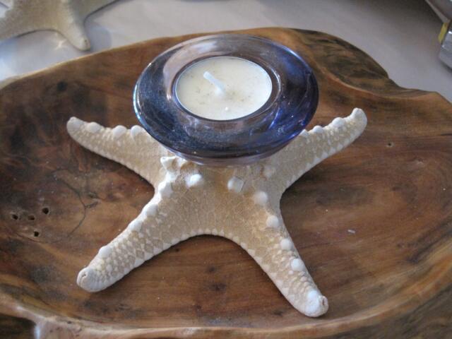 Purple Glass Knobby Starfish Candle Holder - Accessory Tealight Beach Wedding Favors Decor Seashells - image 1