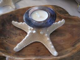 Purple Glass Knobby Starfish Candle Holder - Accessory Tealight Beach Wedding Favors Decor Seashells - thumbnail 1