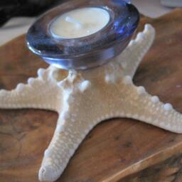 Purple Glass Knobby Starfish Candle Holder - Accessory Tealight Beach Wedding Favors Decor Seashells - thumbnail 3