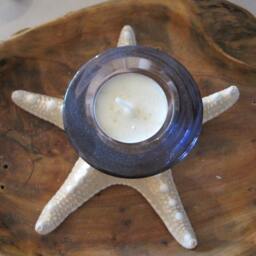Purple Glass Knobby Starfish Candle Holder - Accessory Tealight Beach Wedding Favors Decor Seashells - thumbnail 2