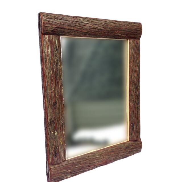 Rustic White Cedar Log Mirror Cabin Woodland Decor - 26x21 - image 1