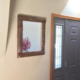 Rustic White Cedar Log Mirror Cabin Woodland Decor - 26x21 - thumbnail 2