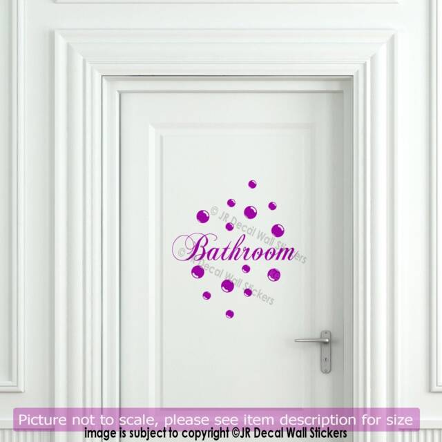 Bathroom Door Wall Decal Polka Bubble Dot Vinyl Sticker Sign Art Decor - image 1