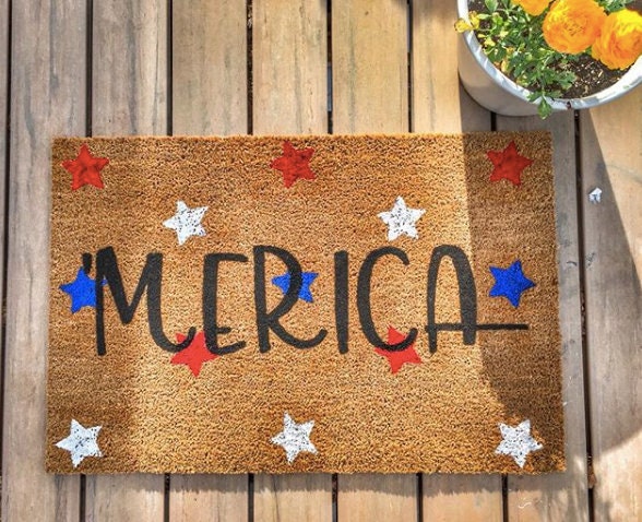 Merica - Doormat Patriotic Red White & Blue America 4Th Of July Independence Day - image 1