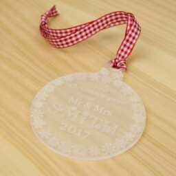 Personalised First Christmas Tree Decoration, Mr & Mrs Frosted Acrylic Bauble - thumbnail 2