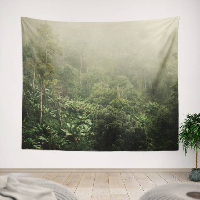 Cloud Forest Wall Tapestry, Tropical Forest, Large Tapestry, Jungle Tapestry, Green Tropical Jungle Tapestry, Cloud Costa Rica - image 1