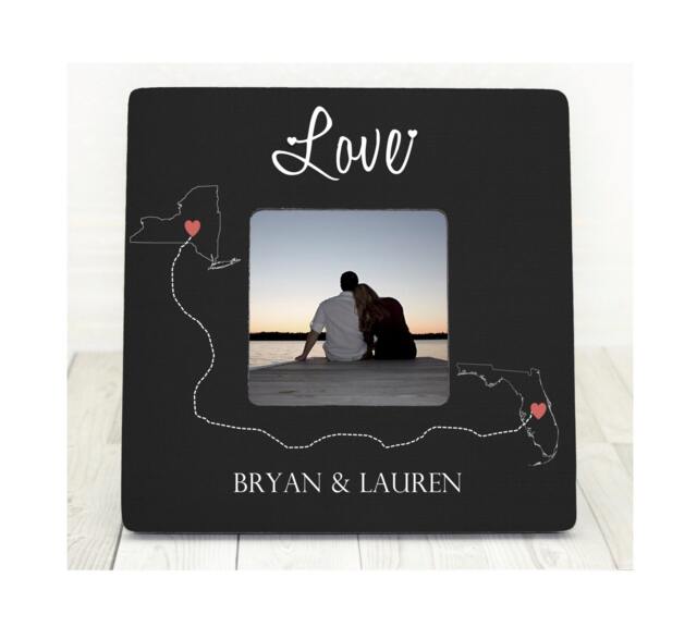Personalized Engagement Photo Frame Long Distance Relationship Gift - image 1