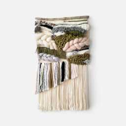 Modern Woven Tapestry Neutral & Green Wall Hanging Ideal As Above Bed Or Couch Decor For Rustic Living Room Warm Bedroom