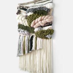 Modern Woven Tapestry Neutral & Green Wall Hanging Ideal As Above Bed Or Couch Decor For Rustic Living Room Warm Bedroom - thumbnail 4