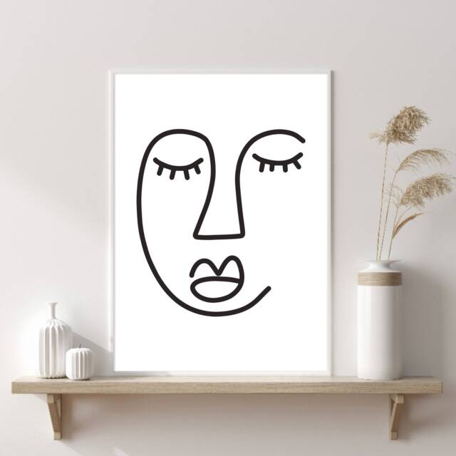 Abstract Face Art - Wall Modern Print Home Trend Decor Bedroom Prints Living Room - image 1