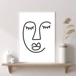 Abstract Face Art - Wall Modern Print Home Trend Decor Bedroom Prints Living Room - thumbnail 1