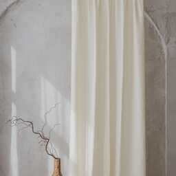 Vanilla Yellow Pencil Pleat Curtain, 100% Linen Drapes, Made To Order Farmhouse Window Panel, Washed Curtain For Bedroom, Living Room - thumbnail 3