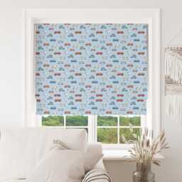 Custom Roman Blind - Emma Lawrence , Cozy Campers Sky Made To Measure Window Treatment