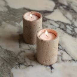 Travertine Tealight Holder - Luxury Solid Stone Tea Light Candle Scandi Table Decoration Tea-Light Gift Modern Home - thumbnail 3
