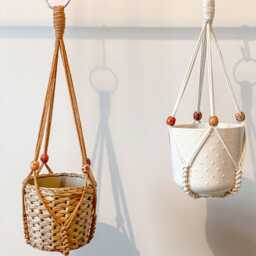 Adjustable Sustainable Plant Hanger No Tassel, Indoor Macrame Hanging Planter, Tail Wall Flower Pot Holder, Modern Simple Ivy Basket - thumbnail 2