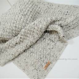 Handmade Crochet Baby Blanket Soft Tweed Acrylic, Stroller Size - thumbnail 3