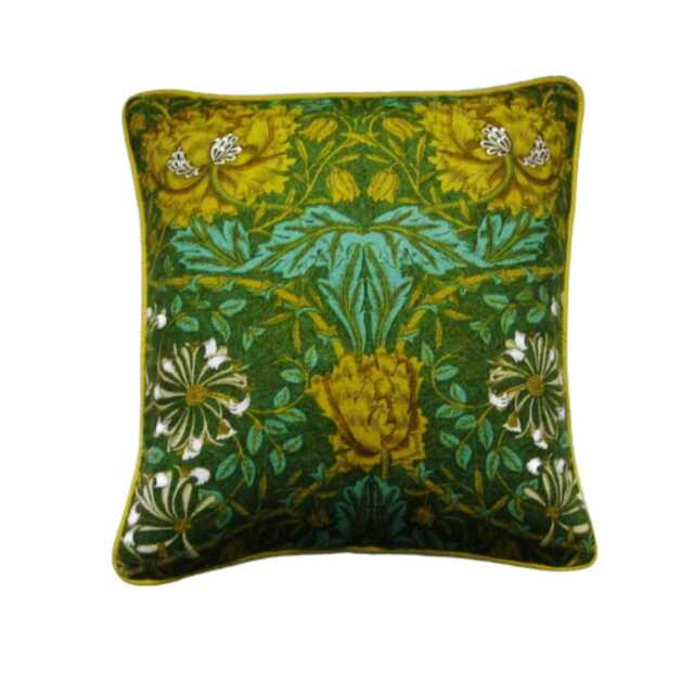 Liberty William Morris Honeysuckle & Tulip, 70S Yellow, Green, Linen Cushion Cover, Throw Pillow Homeware Decor - image 1