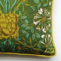 Liberty William Morris Honeysuckle & Tulip, 70S Yellow, Green, Linen Cushion Cover, Throw Pillow Homeware Decor - thumbnail 3