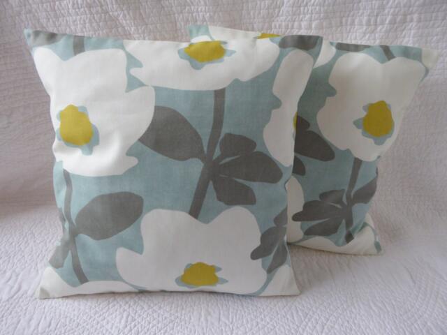 Floral Print Cushion Cover, Duck Egg Blue, Handmade Pillow - 16 - image 1