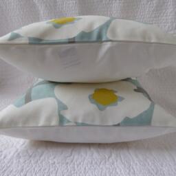Floral Print Cushion Cover, Duck Egg Blue, Handmade Pillow - 16 - thumbnail 3
