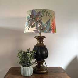 Floral Pastel Velvet French Drum Lampshade, Empire Lustre Tropical in Ceiling Light Shade - thumbnail 1