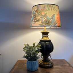 Floral Pastel Velvet French Drum Lampshade, Empire Lustre Tropical in Ceiling Light Shade - thumbnail 2