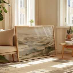 River Valley Poster, Neutral Hills Wall Art, Soft Landscape Print - thumbnail 4