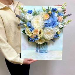 Floral Wall Art Decor Artificial Flower Arrangement Gallery 3D Flowers Aesthetic Home Room Housewarming Gift - thumbnail 2