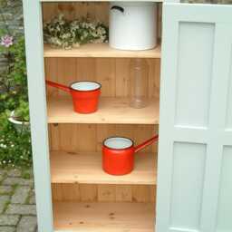 Painted Pine Cupboard - Antique Style Kitchen Larder Free Standing Linen Cabinet Rustic Housekeepers Pantry - thumbnail 4