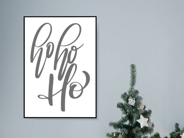 Ho Grey - Christmas Festive Fall Holidays - Wall Print Gift Bespoke Poster A5 A4 A3 Framed - image 1