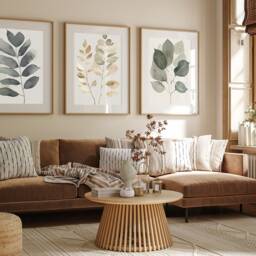 Set Of 3 Botanical Wall Prints, Flower Art, Gold & Sage Green Home Decor, Hand Drawn Plants Prints, Free Fast Delivery - thumbnail 2