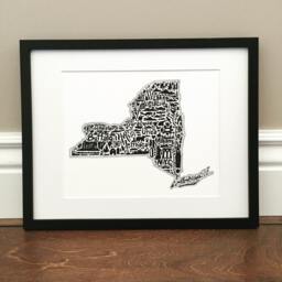 Hand-Drawn New York Map Art Print Ny Landmarks & Cities - thumbnail 1