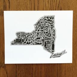 Hand-Drawn New York Map Art Print Ny Landmarks & Cities - thumbnail 2