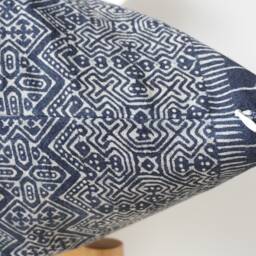 Indigo Neutral Tribal Hemp Hand Woven Natural Dye Color Lumbar Pillow Cover - thumbnail 4