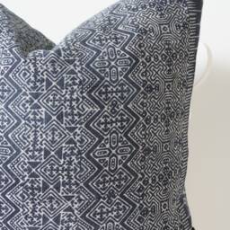 Indigo Neutral Tribal Hemp Hand Woven Natural Dye Color Lumbar Pillow Cover - thumbnail 2