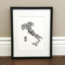 "Italy Map Art Print Hand-Drawn Landmarks, Cities - 8.5"" X 11" - thumbnail 1