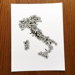 "Italy Map Art Print Hand-Drawn Landmarks, Cities - 8.5"" X 11" - thumbnail 2
