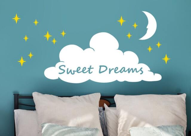 Sweet Dreams Sleepy Cloud Stars Vinyl Wall Decal Set - image 1