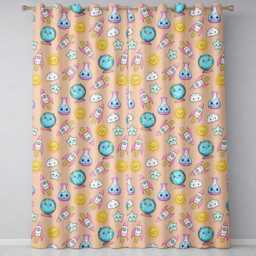 Cute Kawaii Space Rocket Globe Sun Seamless Pattern Readymade Eyelet Ring Top Thermal 100% Blackout Curtains - thumbnail 2