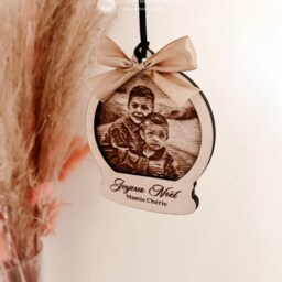 Personalized Christmas Bauble With Engraved Photo - Personalized Tree Decoration Gift For Family Keepsakes - thumbnail 2