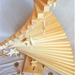 5 X 3D Christmas Stars, Natural Poplar Wood Tree Decoration, To Hang On The Or As A Table Decoration - thumbnail 4