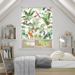 Tropical Life, Floral & Bird Theme, Custom Made Printed Window - Fl67 Roller Blind Regular Or Blackout, Chain Cordless Operated - thumbnail 3