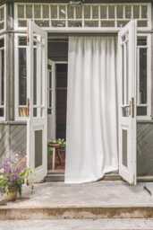 Off White Linen Curtain Panel, Rod Pocket Curtain, Softened Natural Organic Extra Long Curtain