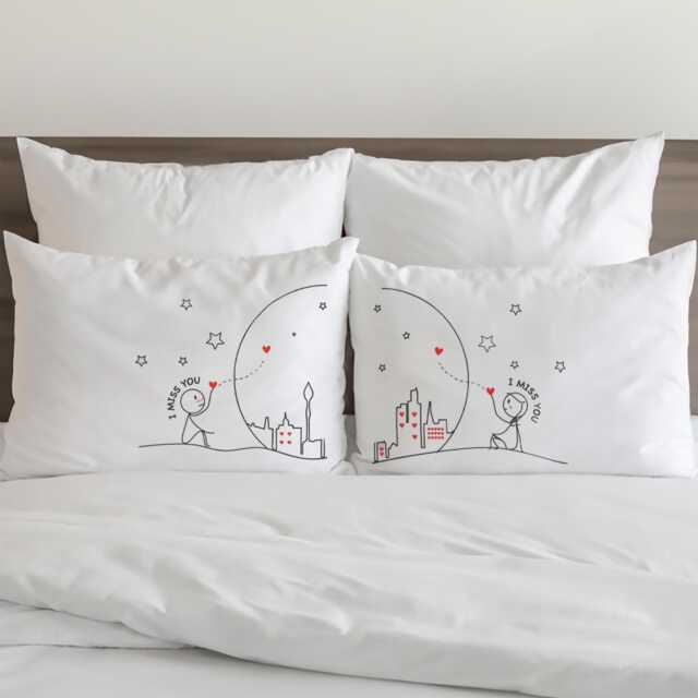 Gifts For Long Distance Boyfriend Girlfriend Couple Pillow Covers I Miss You Boldloft Us - image 1