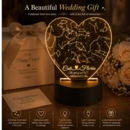 Personalized Heart Star Map Night Light, Custom Constellation Gift - thumbnail 2