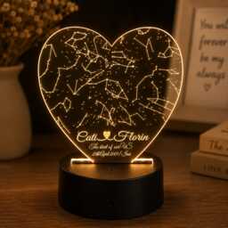 Personalized Heart Star Map Night Light, Custom Constellation Gift