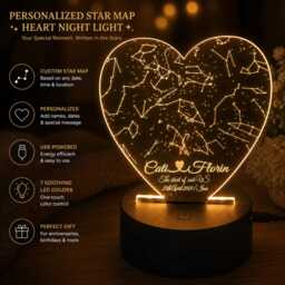 Personalized Heart Star Map Night Light, Custom Constellation Gift - thumbnail 3
